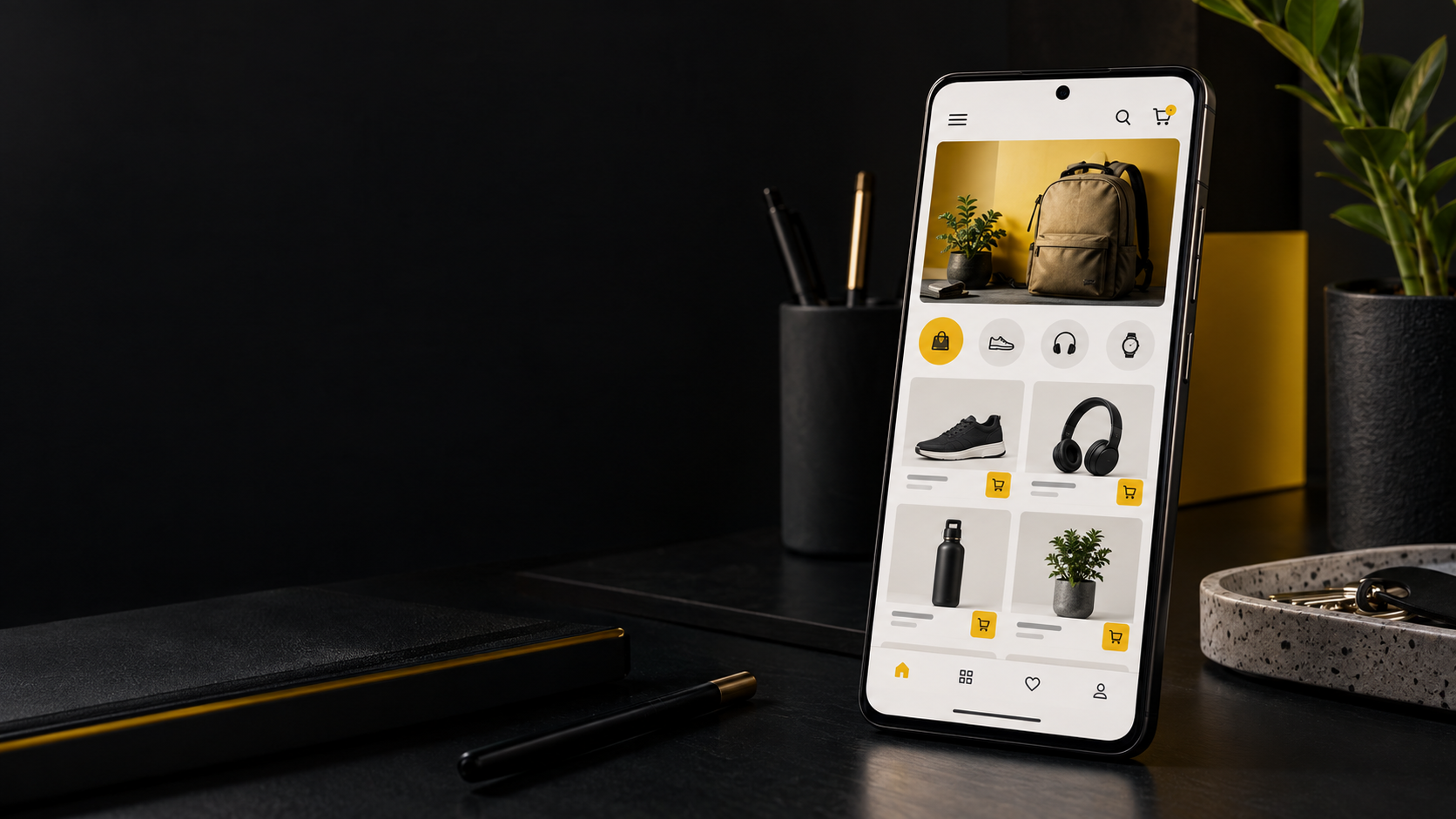 Android shopping app displayed on a smartphone