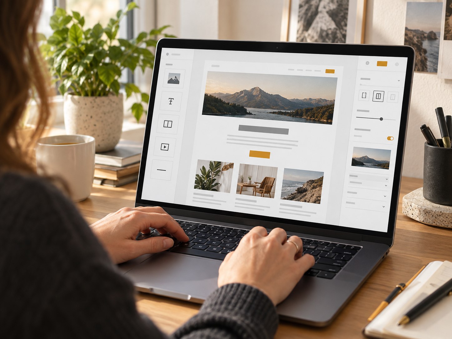 Content editor working on a modular website layout